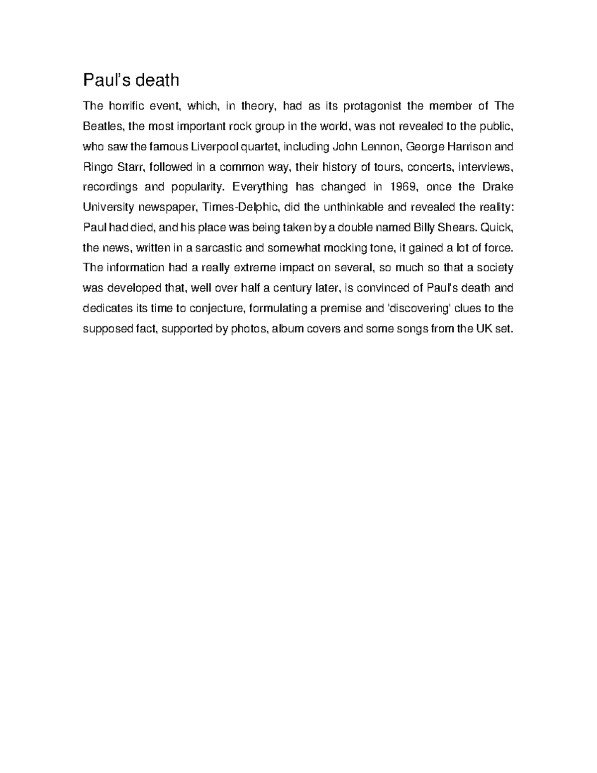 Paul’s death tarea de ingles Paul’s death The horrific event, which