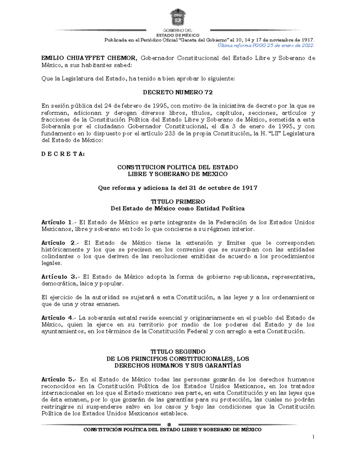 Constitución P del Estado Libre y soberano de México - Última reforma ...