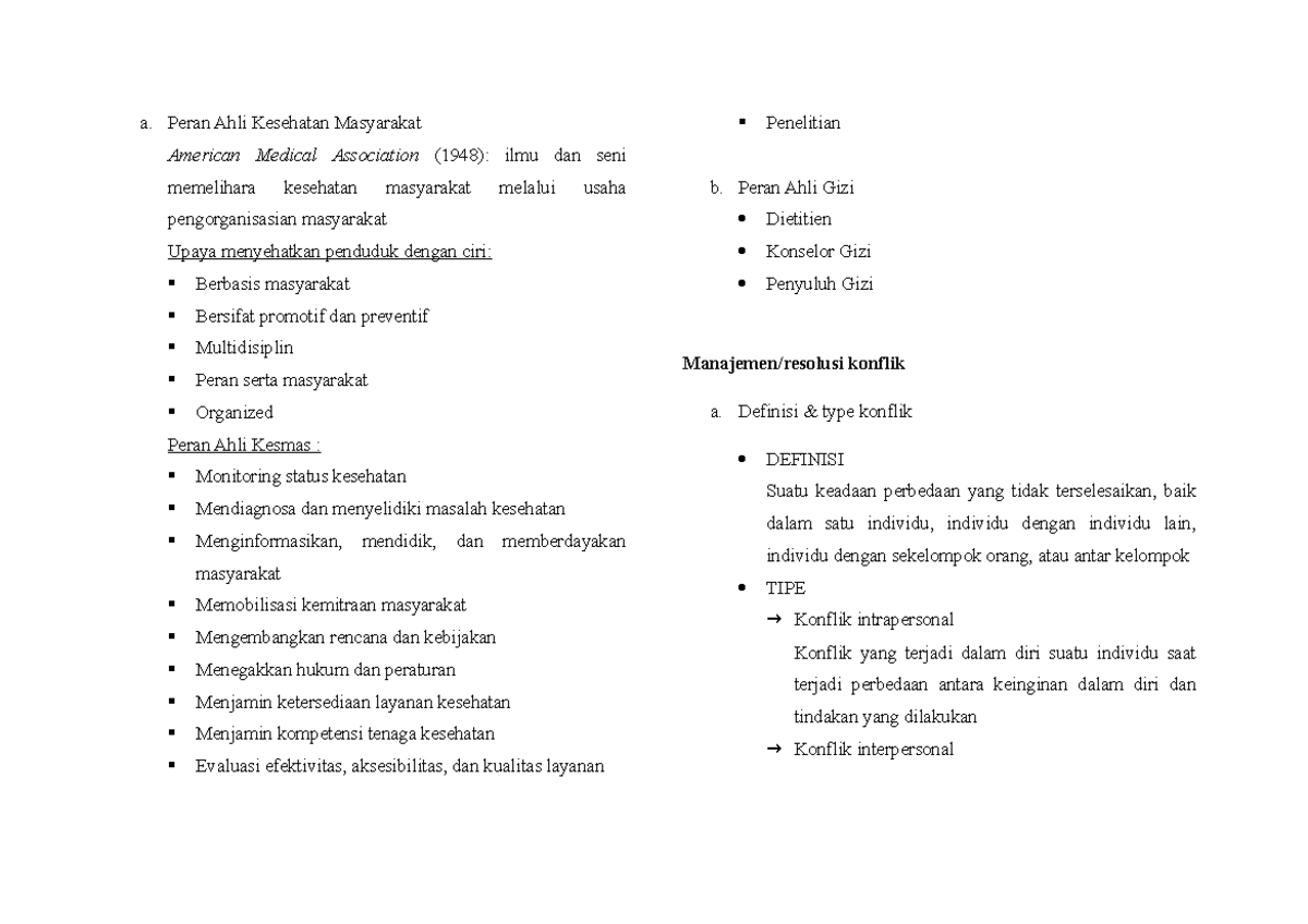 Peran Ahli Kesehatan Masyarakat - a. Peran Ahli Kesehatan Masyarakat ...