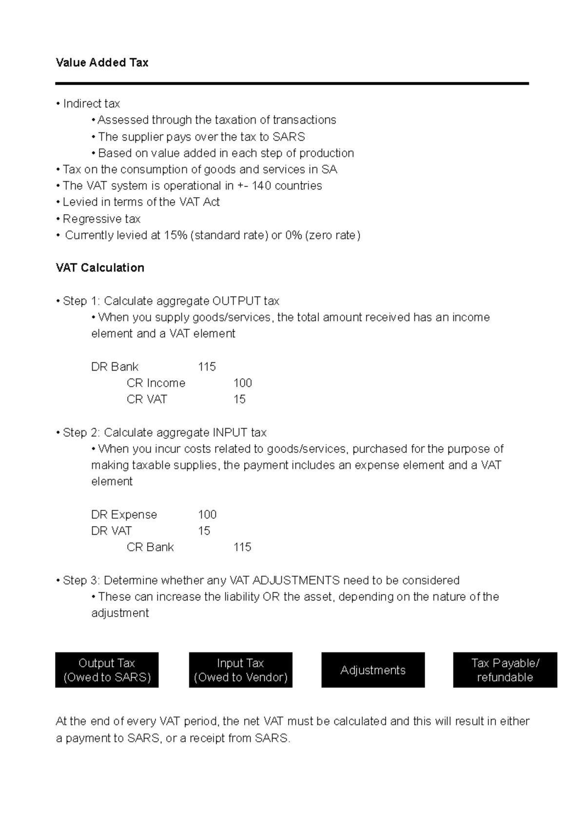 VAT Part 1 and 2-1 - Value Added Tax Indirect tax Assessed through the ...