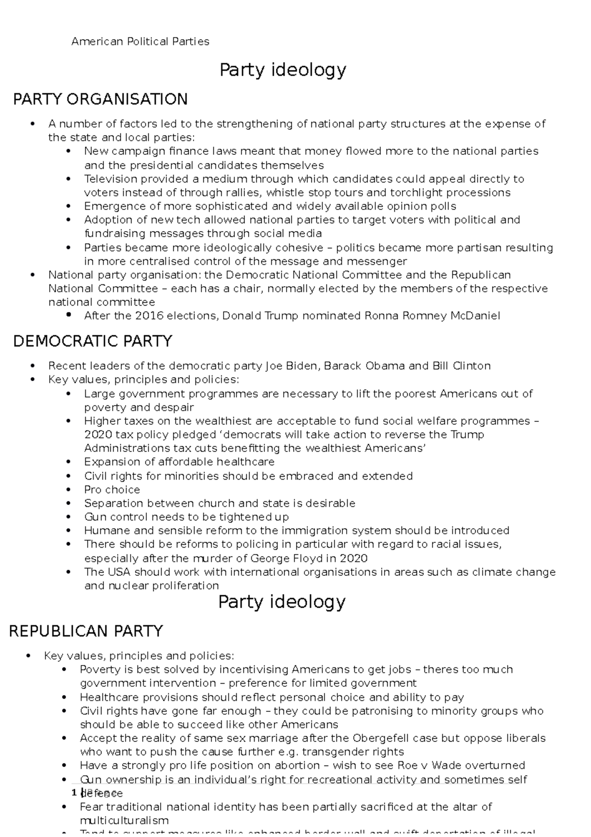 America - politics - notes - 7PC007 - WLV - Studocu