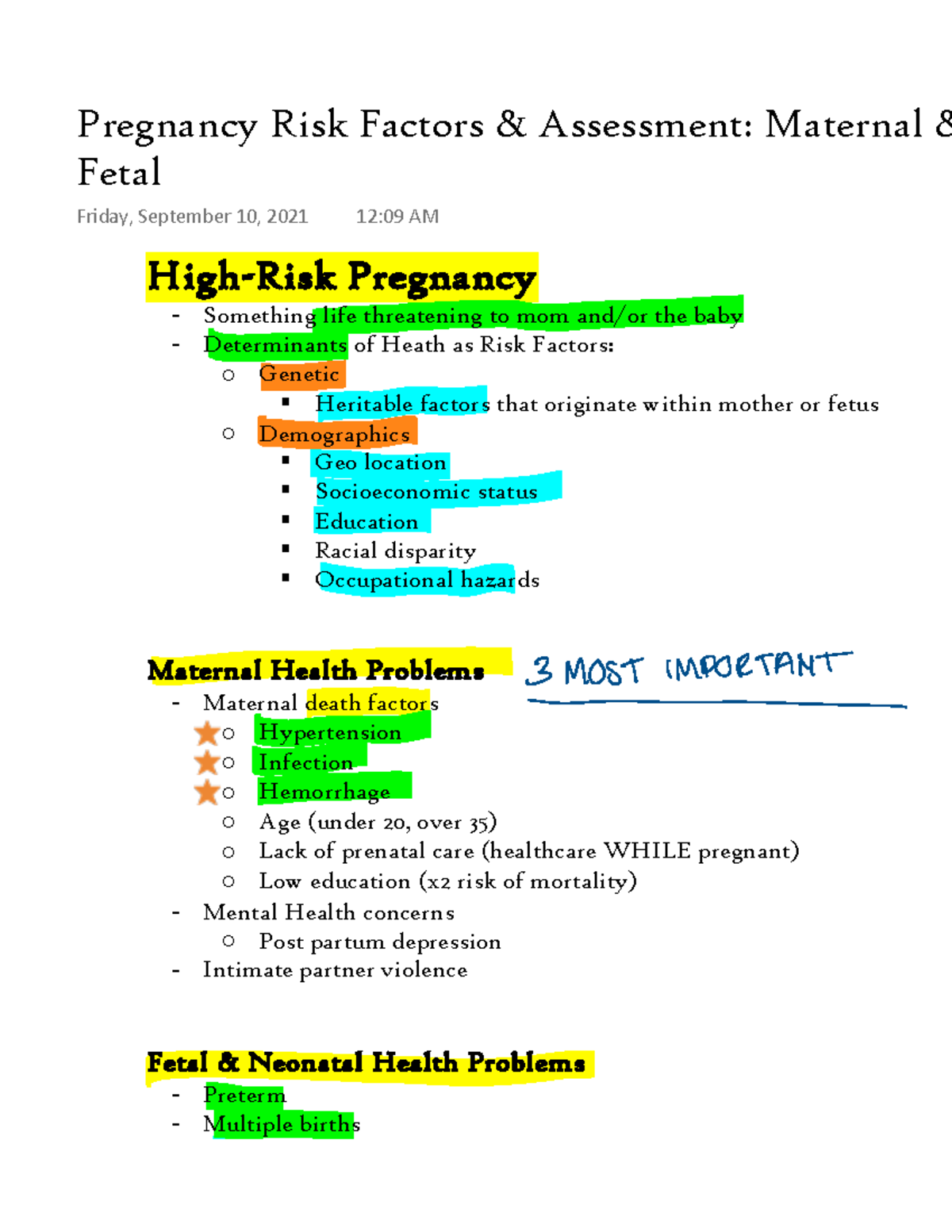 Pregnancy Risk Factors & Assessment Maternal & Fetal - High-Risk ...