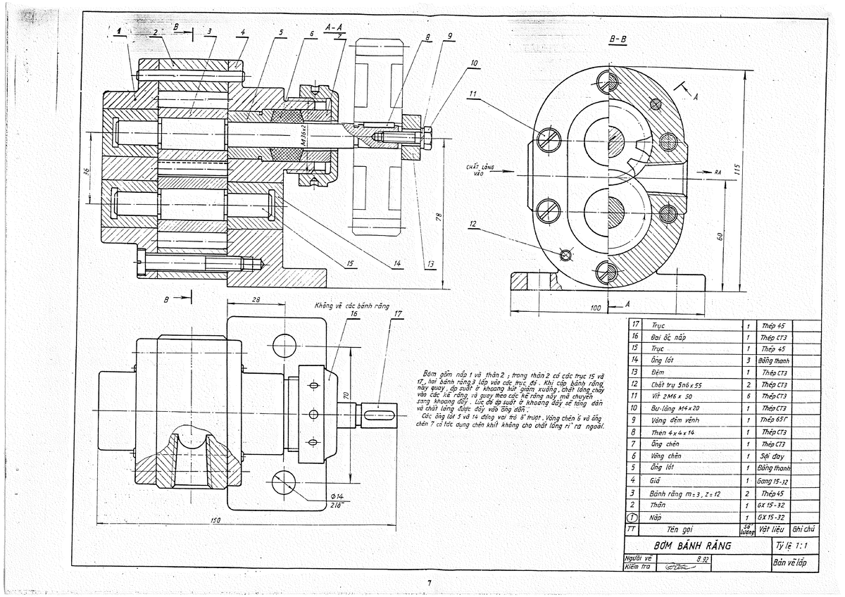Bom Banh Rang-BVLap - Bơm Bánh Răng bản vẽ lắp - Vẽ kỹ thuật Cơ Khí ...