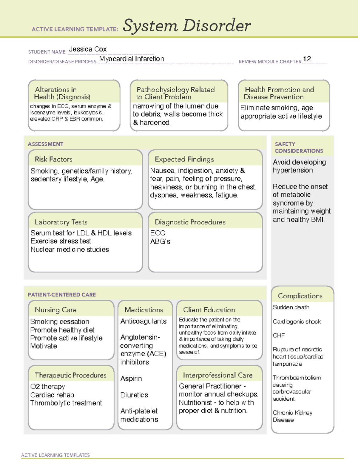 System disorder MI - y&z - ACTIVE LEARNING TEMPLATES System Disorder ...