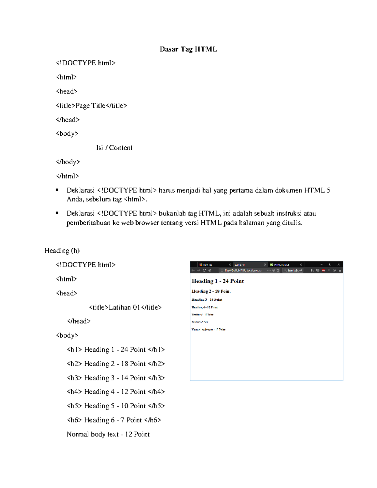 Dasar Tag HTML - Desain Web - Dasar Tag HTML Page Title Isi / Content ...