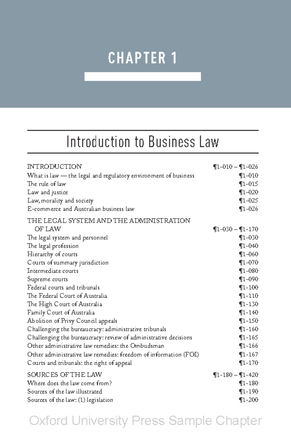 Business LAW Introduction to Business Law CHAPTER INTRODUCTION ¶1