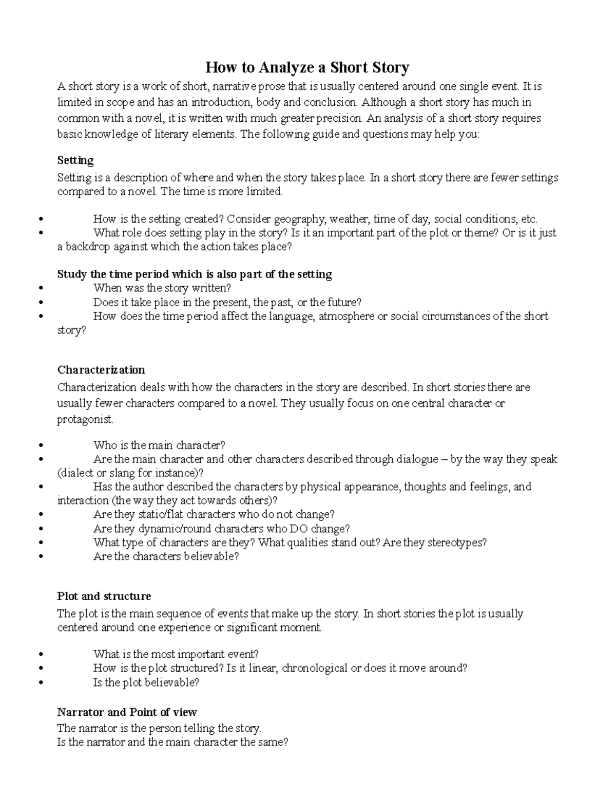 How To Analyze A Short Story Level 5 How To Analyze A Short Story A 