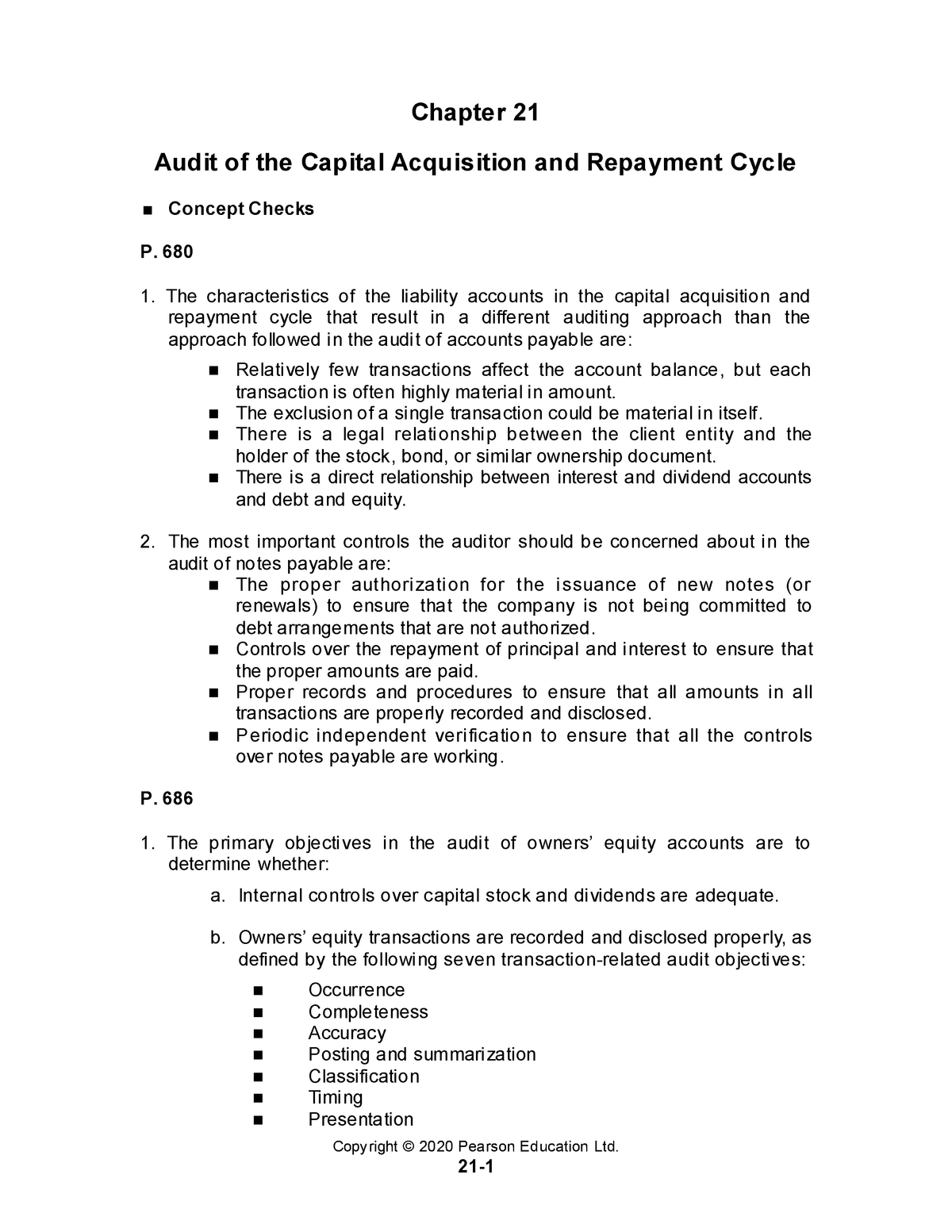 Arens AAS17 Sm 21 Auditing - Copy Right © 2020 Pearson Education Ltd ...