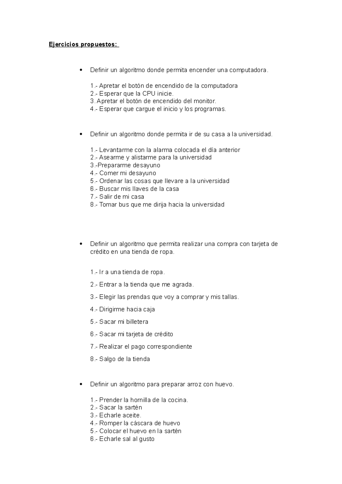 Principios De Algoritmos Semana 01 Ejercicios Propuestos Definir Un