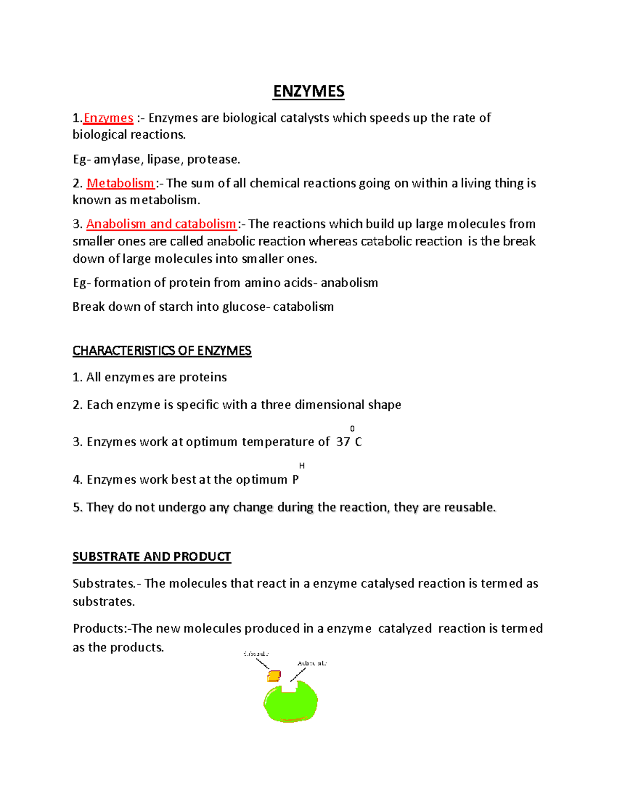 Enzymes-Lecture Notes - ENZYMES 1 :- Enzymes Are Biological Catalysts ...