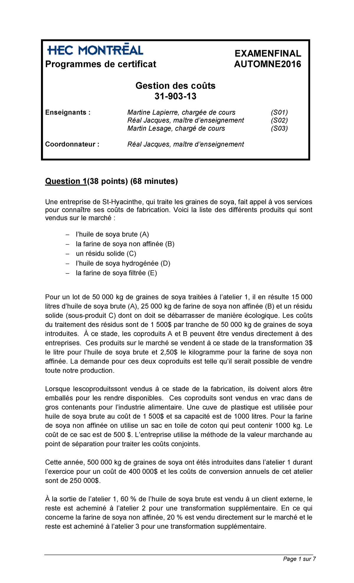 Examen H2016 - Programmes de certificat Enseignants : Coordonnateur ...