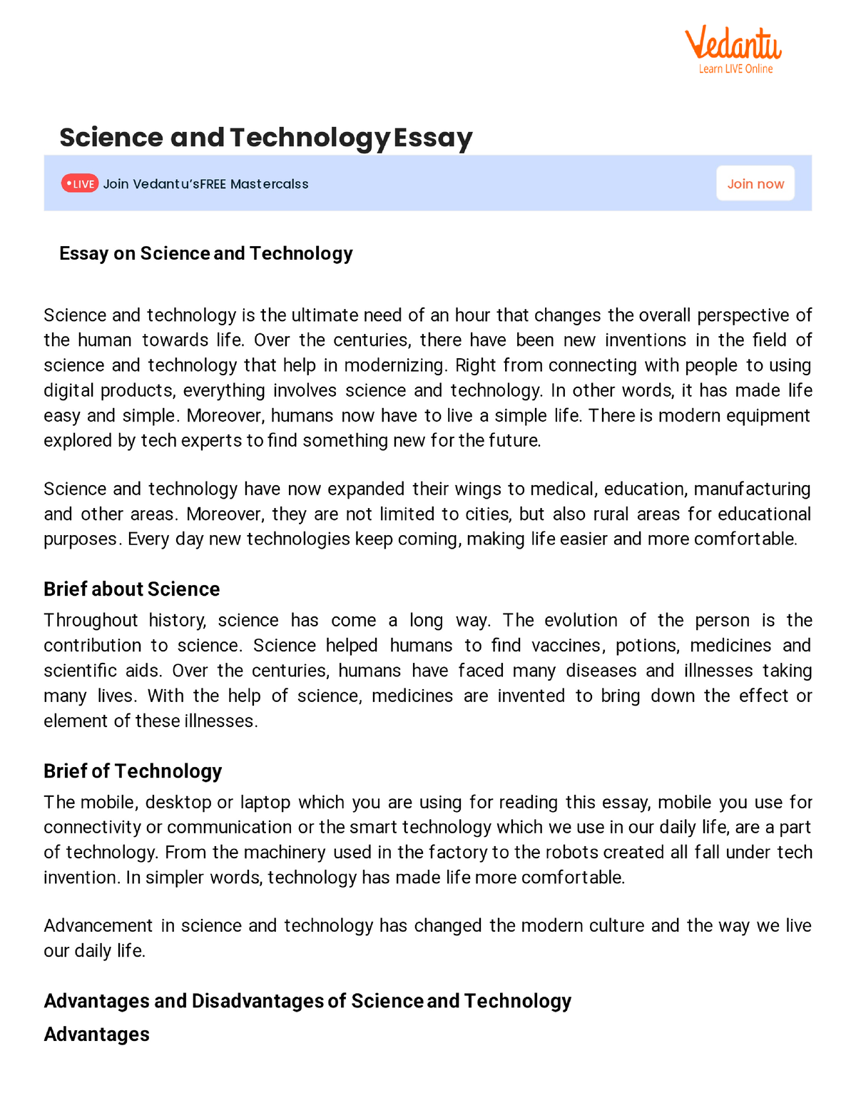 science and technology essay in english 300 words