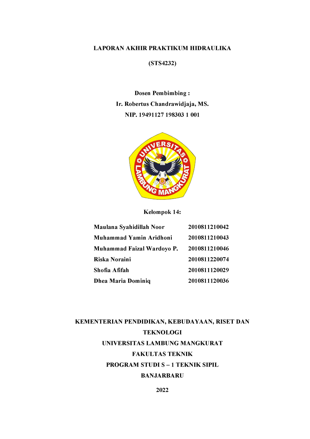 Laporan Akhir Praktikum Hidraulika Kelompok 14 Compressed - LAPORAN ...