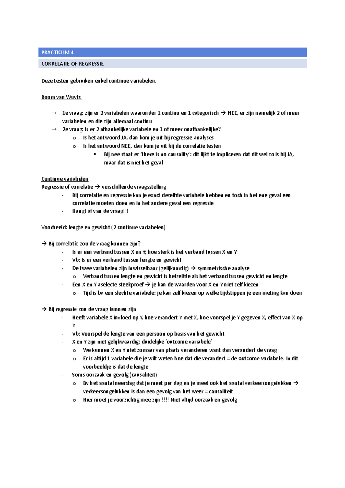 Voorbereiding Practicum 4 - PRACTICUM 4 CORRELATIE OF REGRESSIE Deze ...