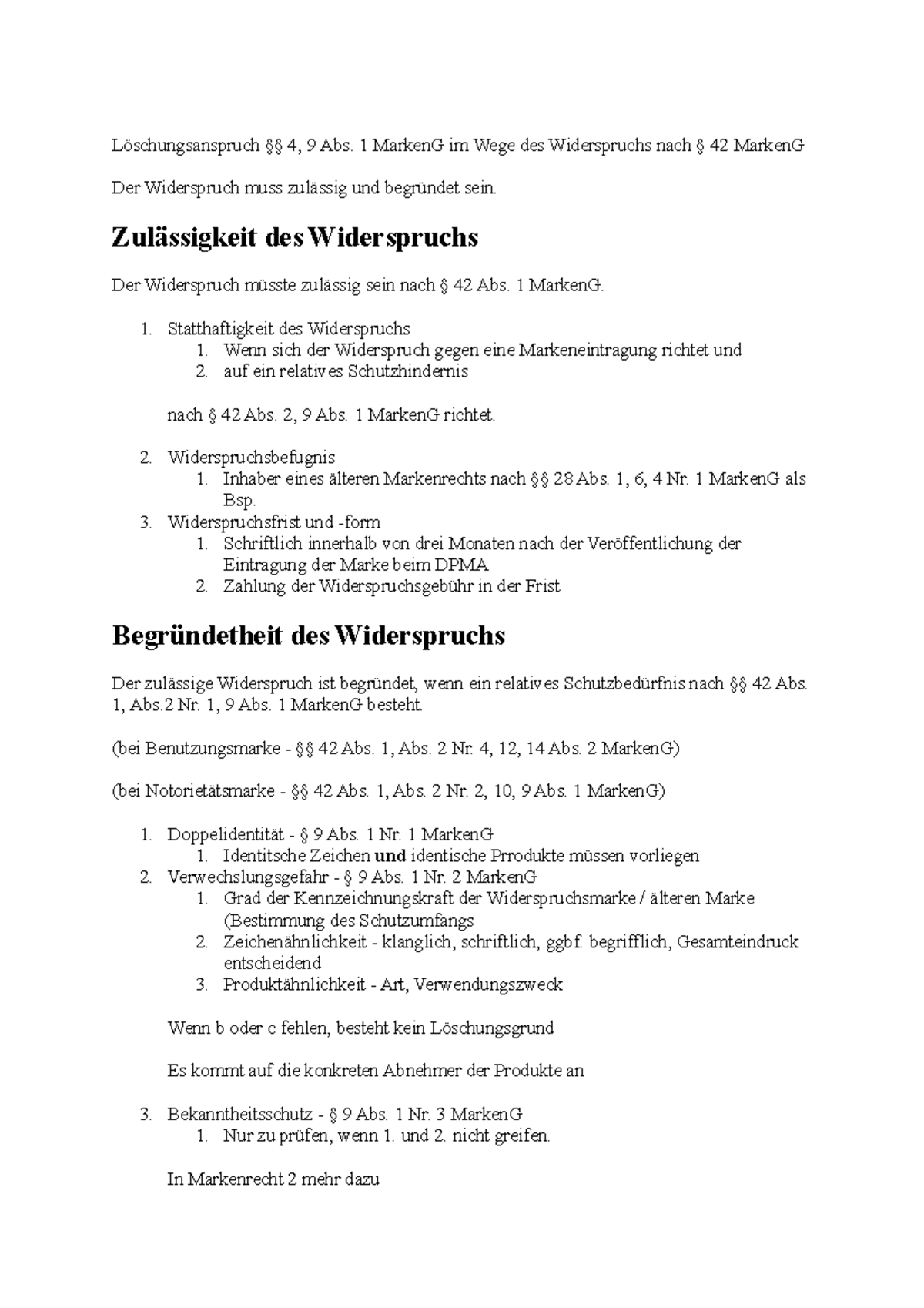 Schema - Widerspruch - bei Dr. Voegeli-Wenzl - Löschungsanspruch §§ 4 ...