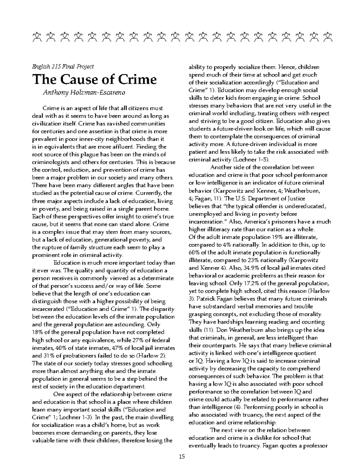 main cause of crime essay