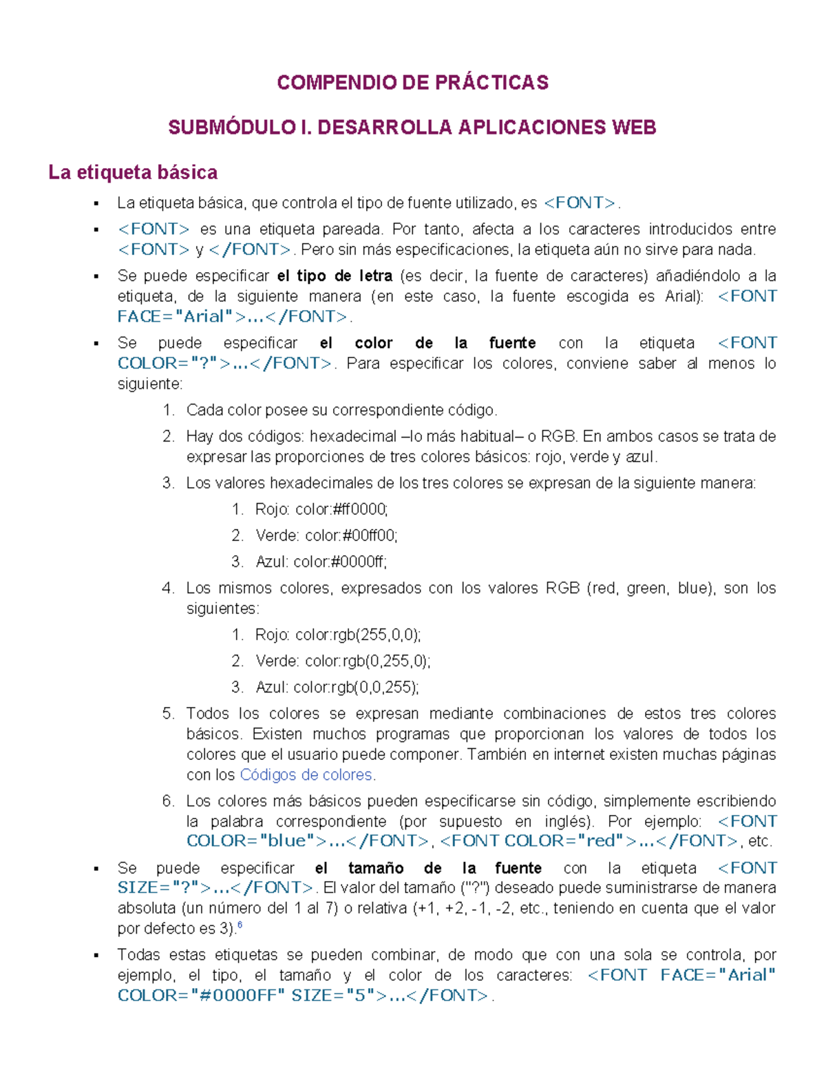 Compendio Practicas Basicas HTML - copia - COMPENDIO DE PRÁCTICAS ...