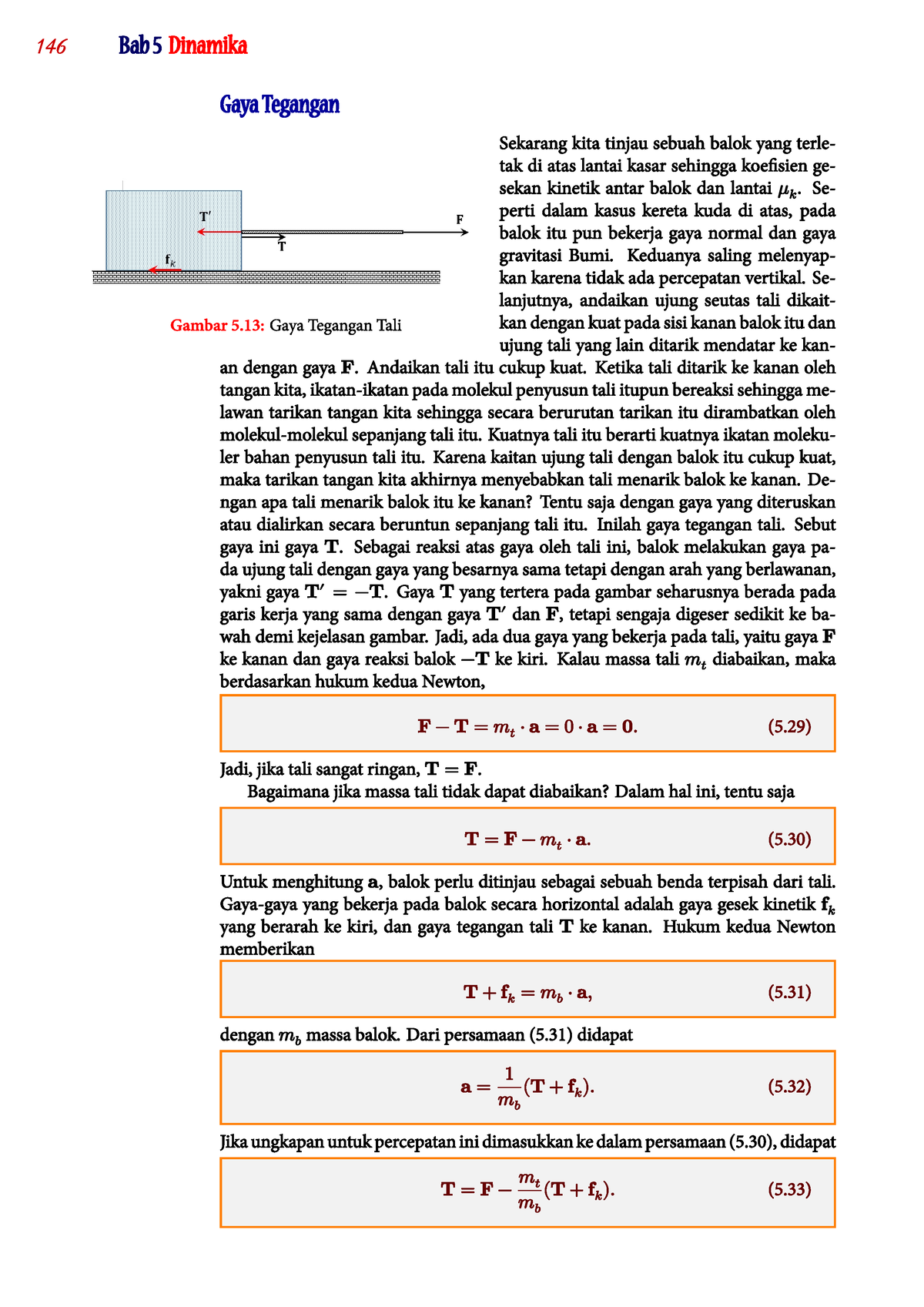 Fisika Dasar Mekanika-30 - 146 Bab 5 Dinamika Gaya Tegangan Gambar 5 ...