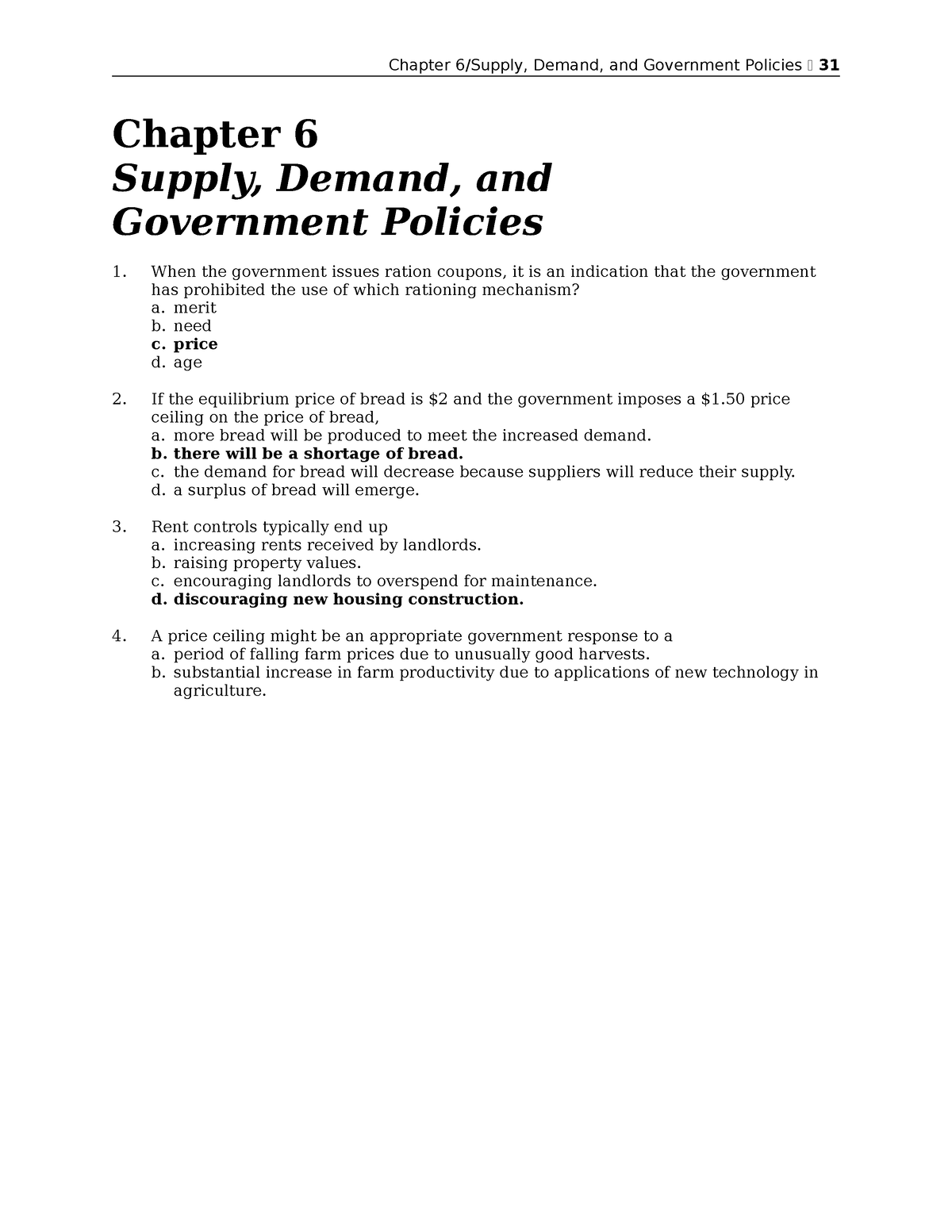 Chapter 06 - Bộ đề Thi Kinh Tế Vi Mô - Chapter 6/Supply, Demand, And ...