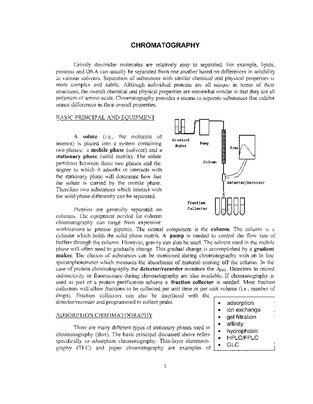 Types of Chromatography Organic chemistry1 Studocu
