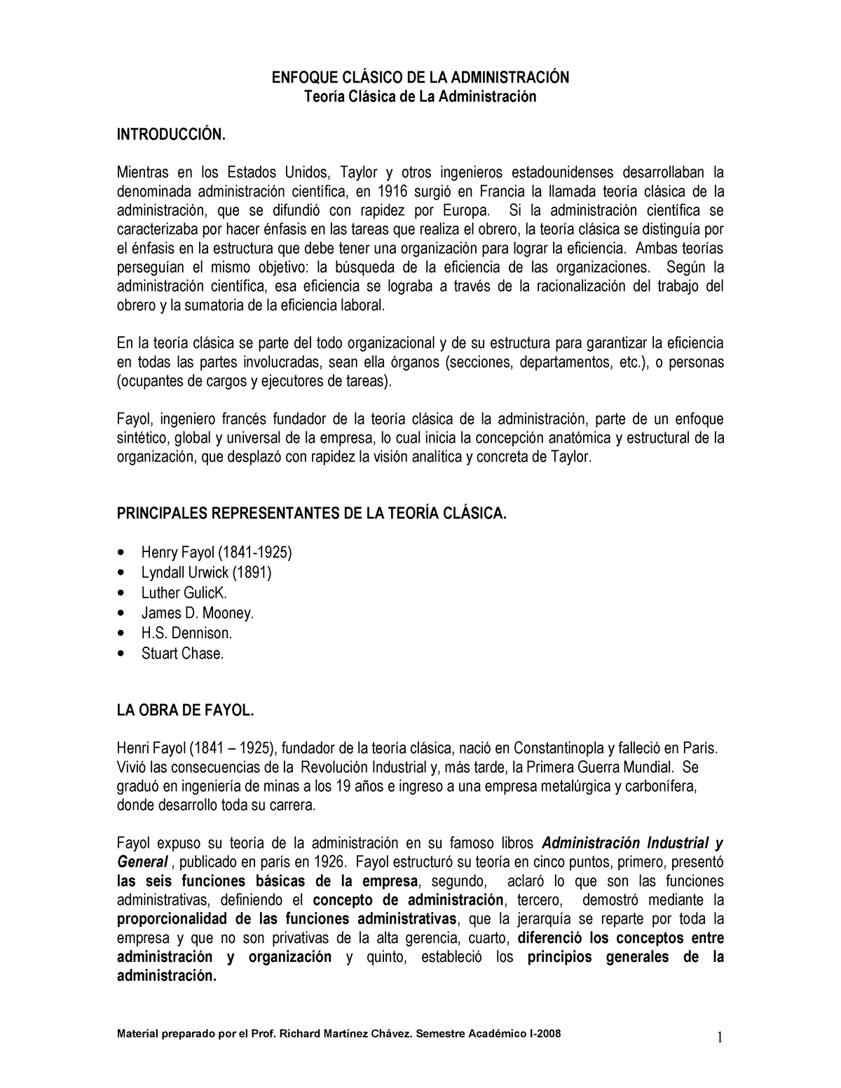 Teoria Clasica Enfoque Clasico De La Administracion Enfoque ClÁsico De La AdministraciÓn 6594