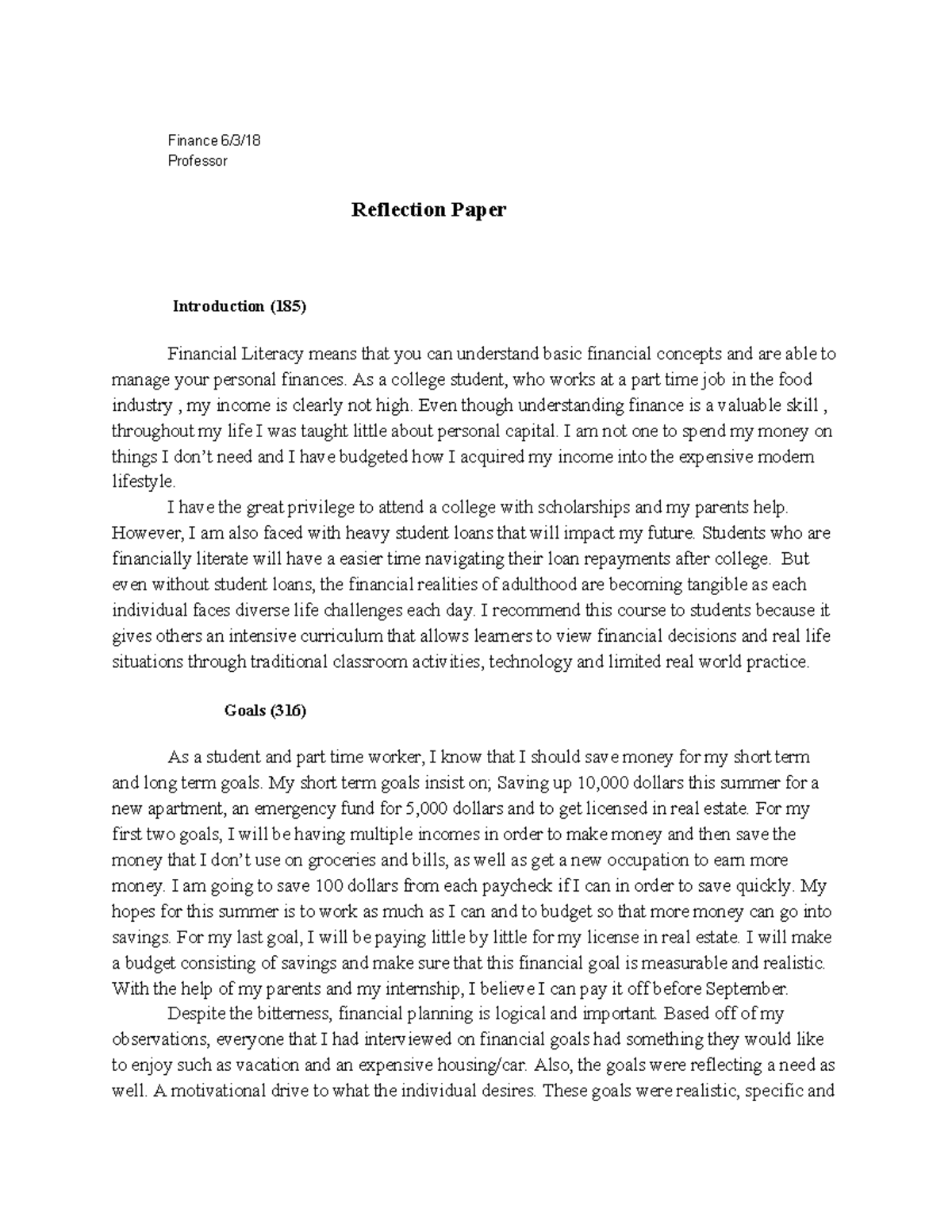 reflection paper