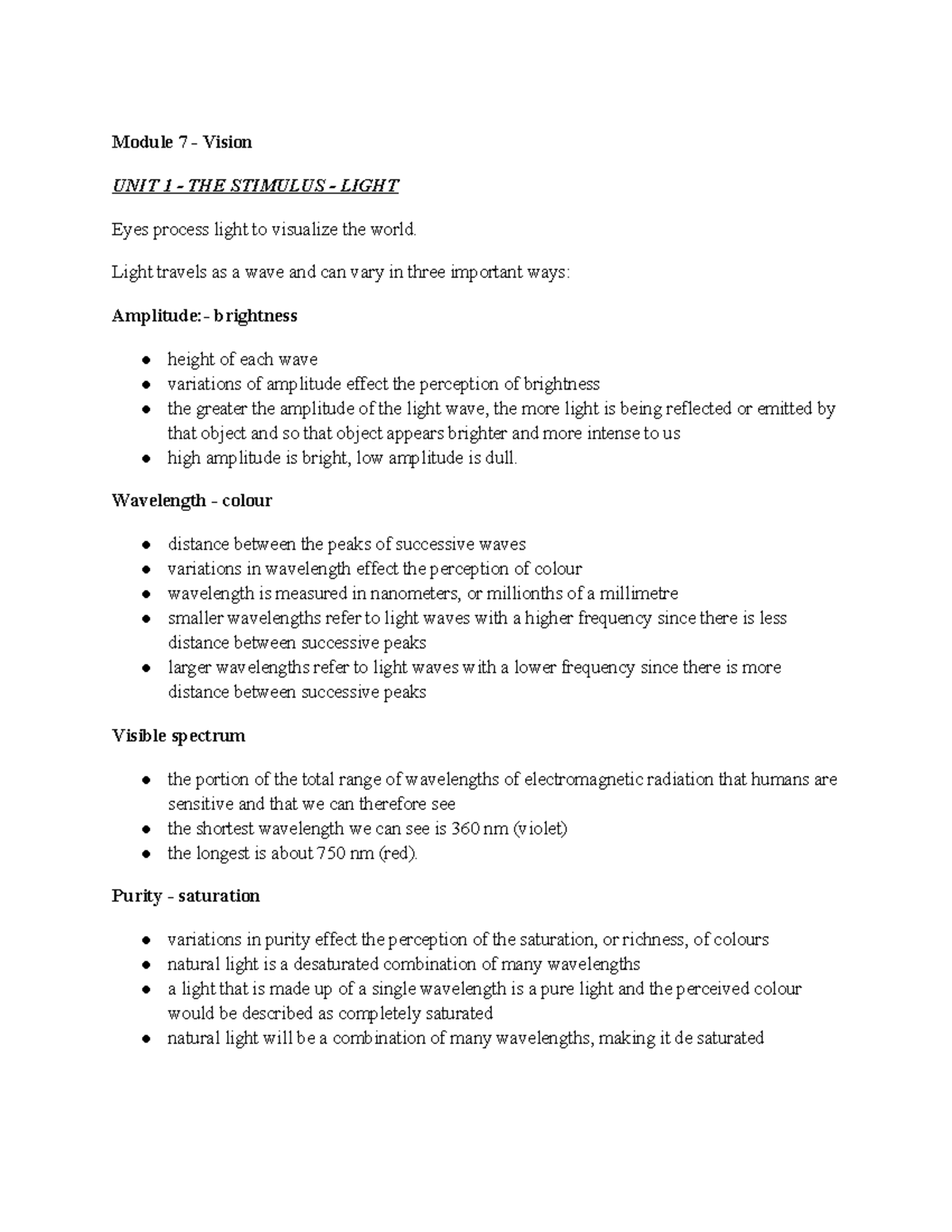 Module 7- Vision - Lecture notes 7 - Module 7 - Vision UNIT 1 - THE ...