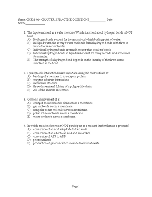 Chapter 12 Practie Questions - CHEM 464 CHAPTER 12 PRACTICE QUESTIONS ...