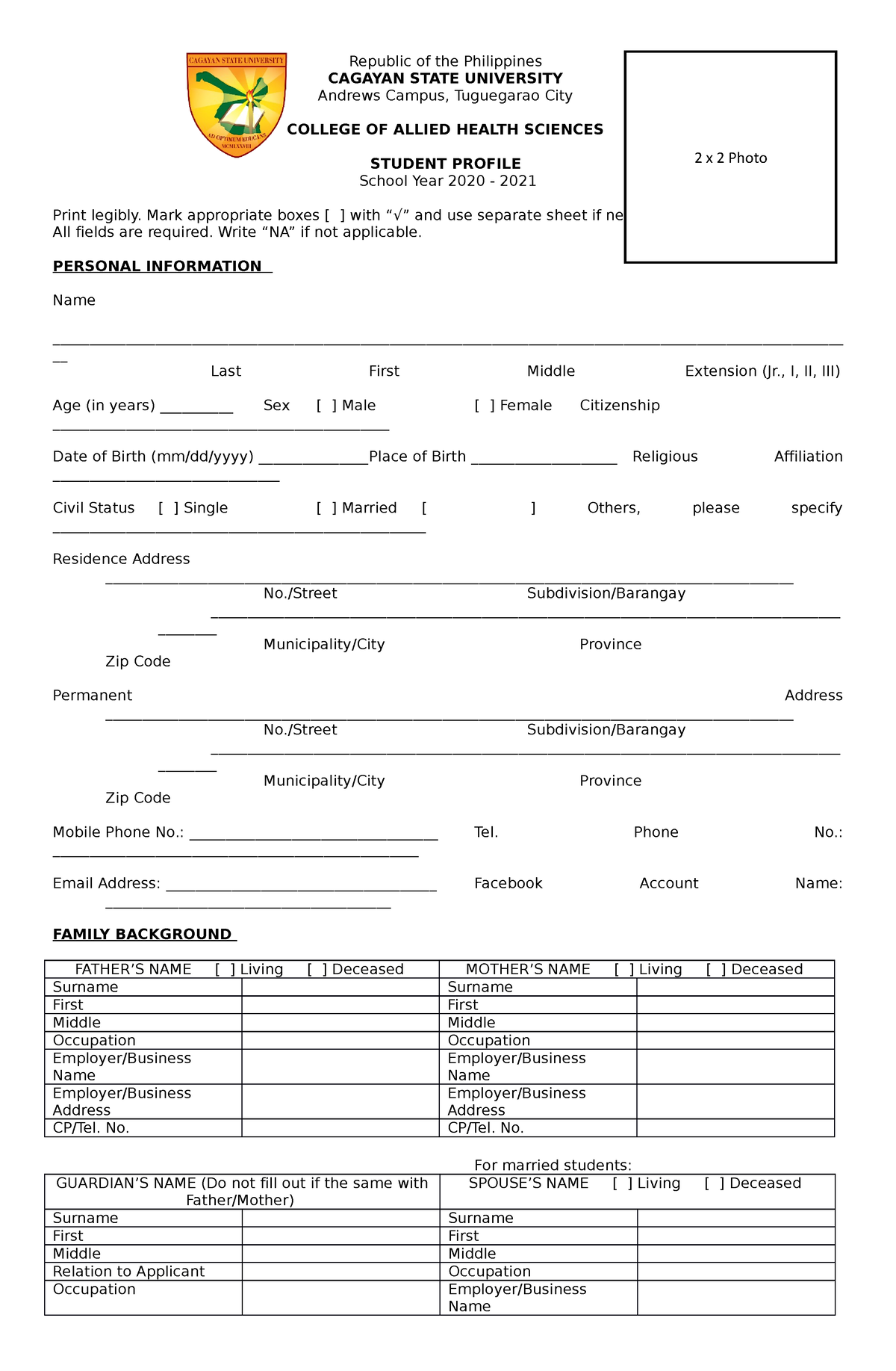 Student-Profile - notes - Republic of the Philippines CAGAYAN STATE ...