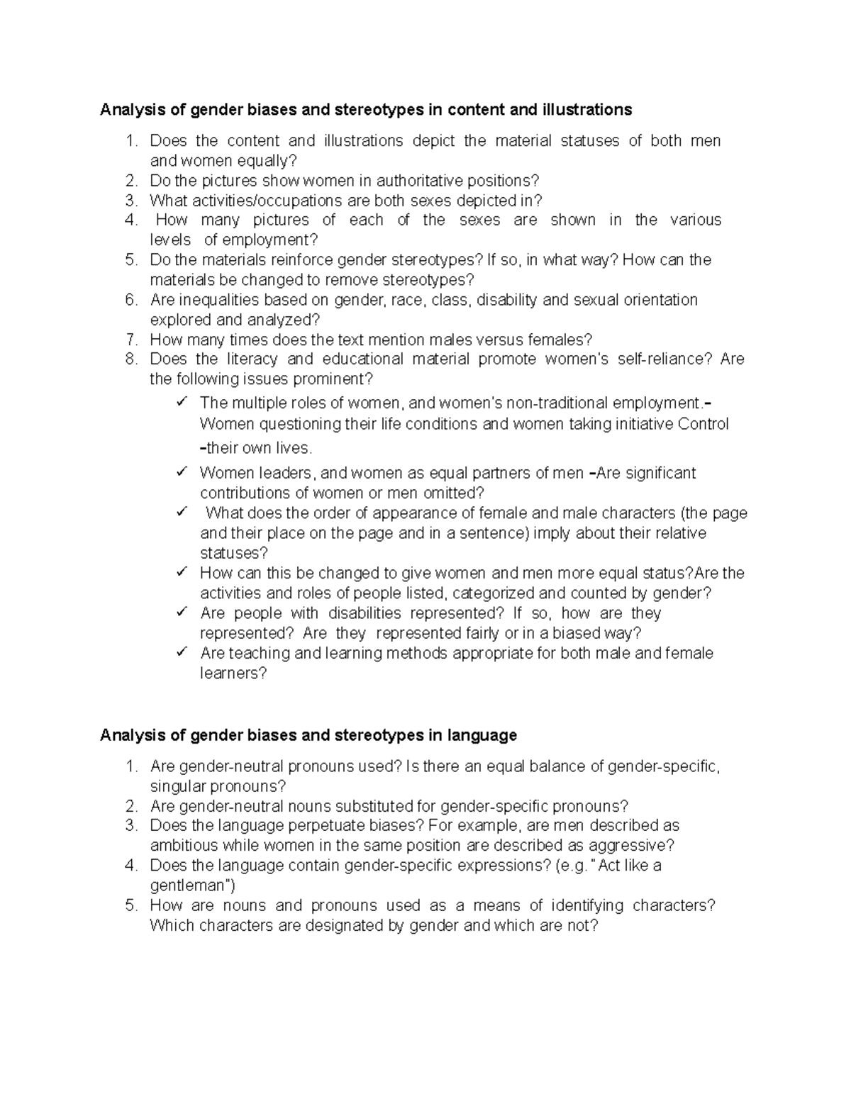 Analysis of gender biases and stereotypes in content and illustrations ...