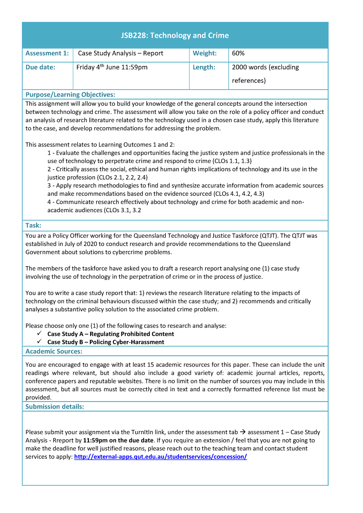 JSB228 2021 Assessment 2 Task Sheet - Case Study Analysis - Report ...