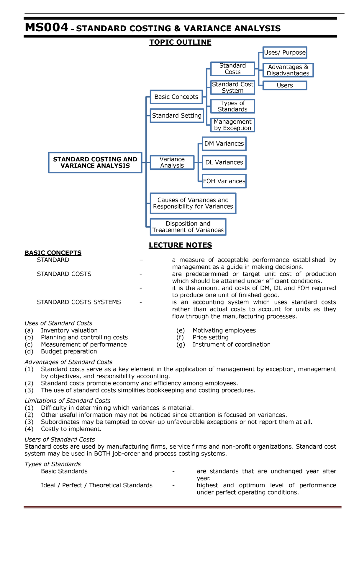 Strat Cost Mgmt Module 04 - Standard Costing and Variance Analysis ...
