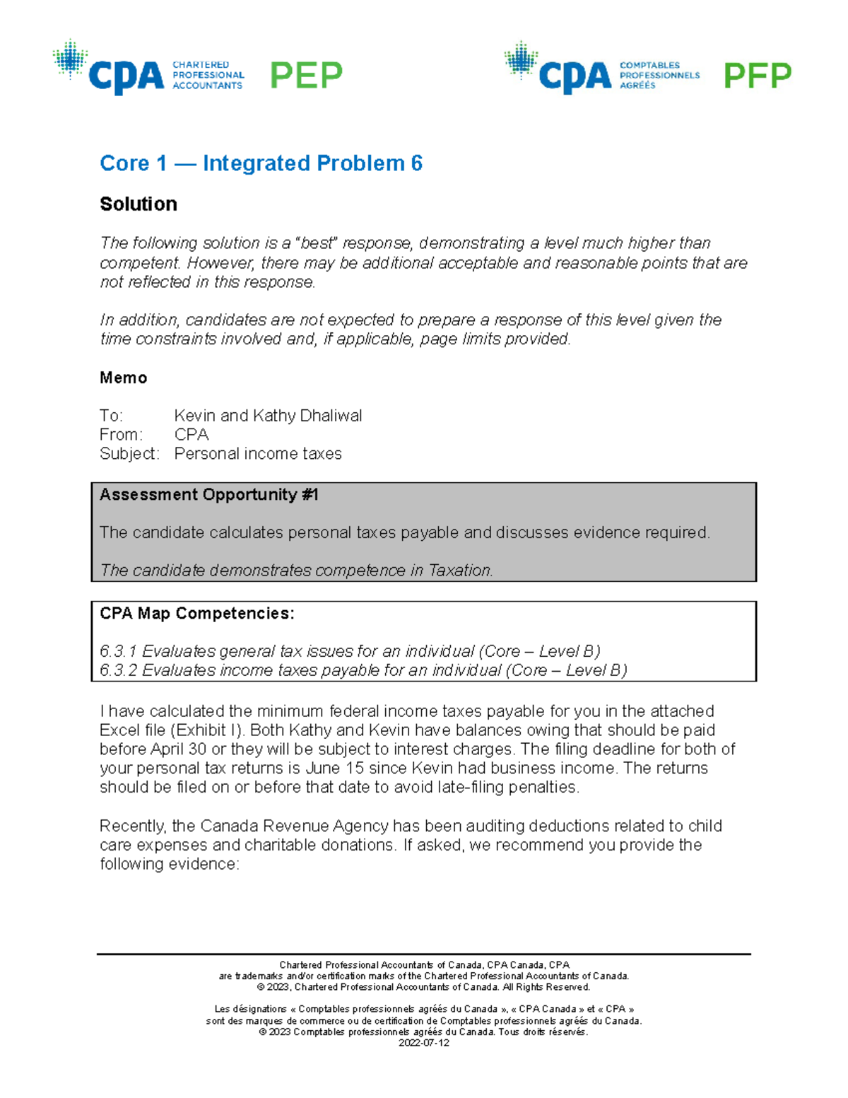 CO1-2301E-IP06 - Solution IP 06 - Chartered Professional Accountants Of ...