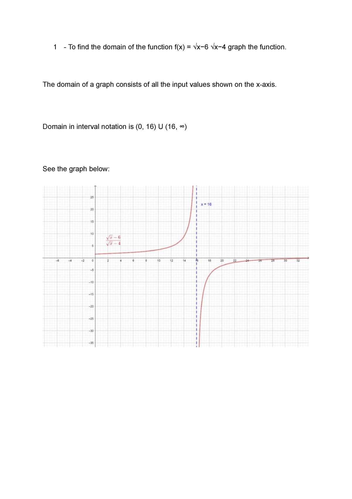 Wa 1 - MATH 1201 - 1 - To find the domain of the function f(x) = √x−6 √ ...