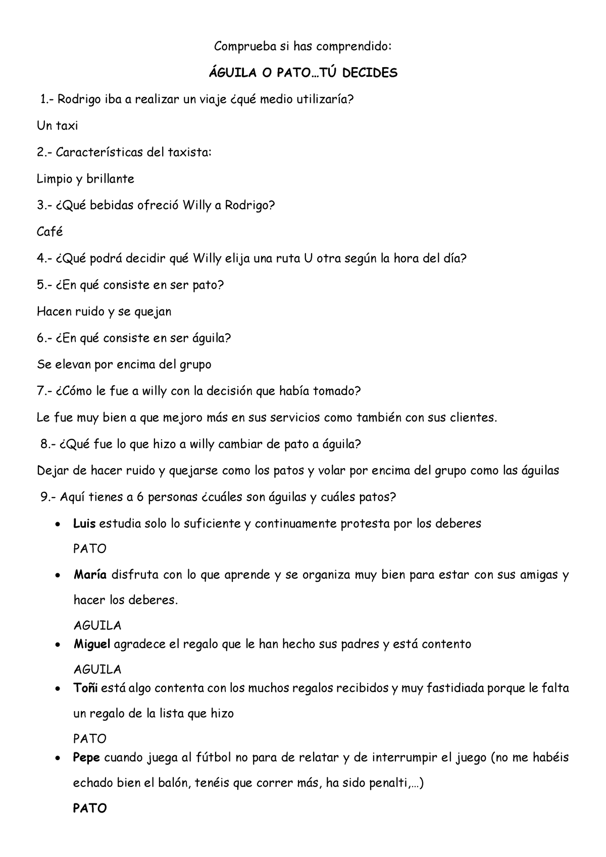 Comprueba si has comprendido - Águila O PATO….TÚ Decides. Evelen Samata  4Bpdf - Comprueba si has - Studocu