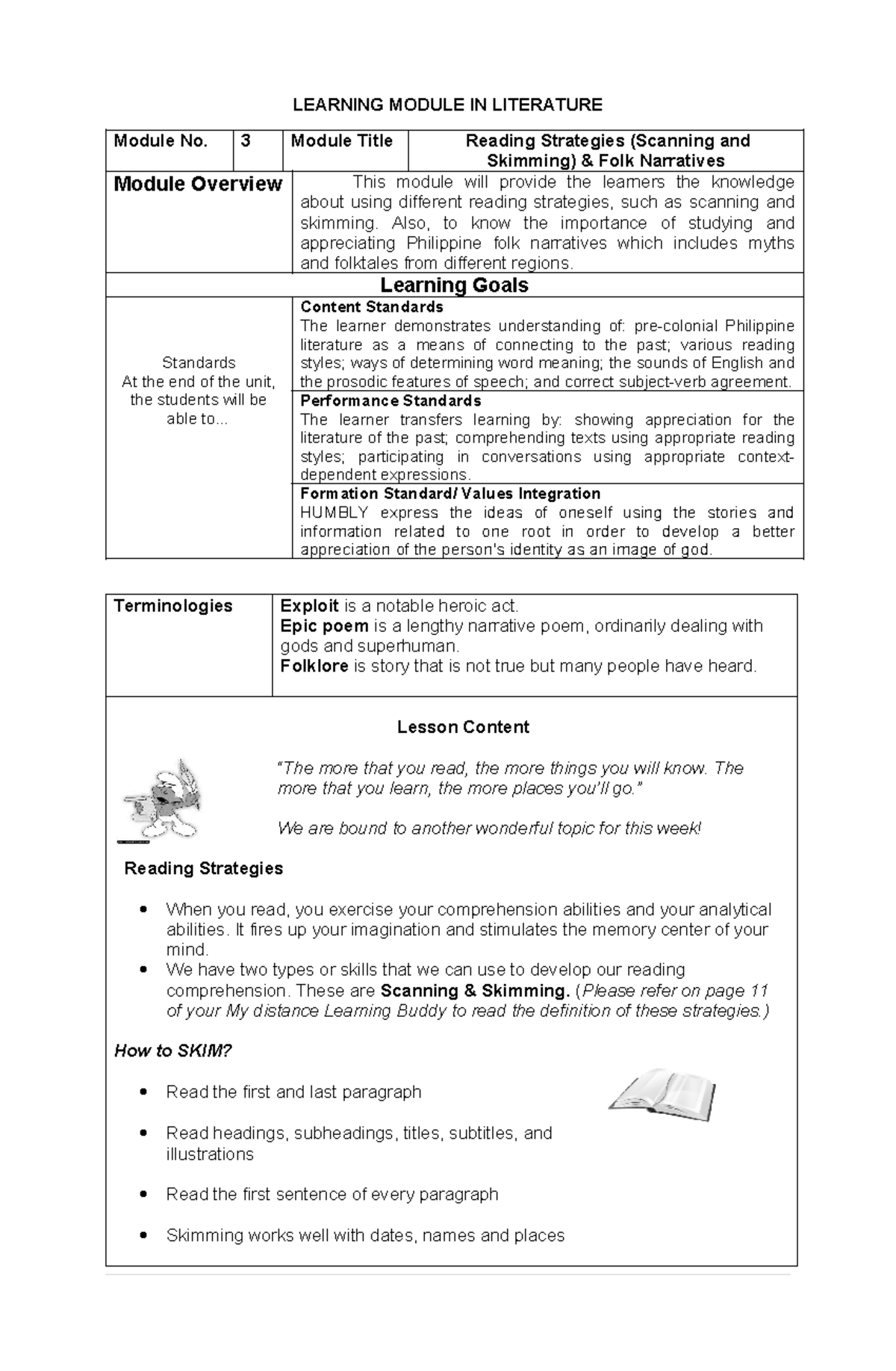 Folkliterature-sample - LEARNING MODULE IN LITERATURE Module No. 3 ...