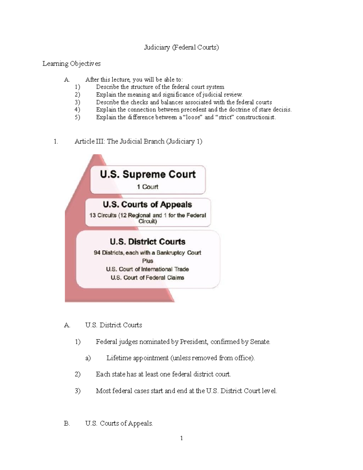 describe the structure of the federal judiciary