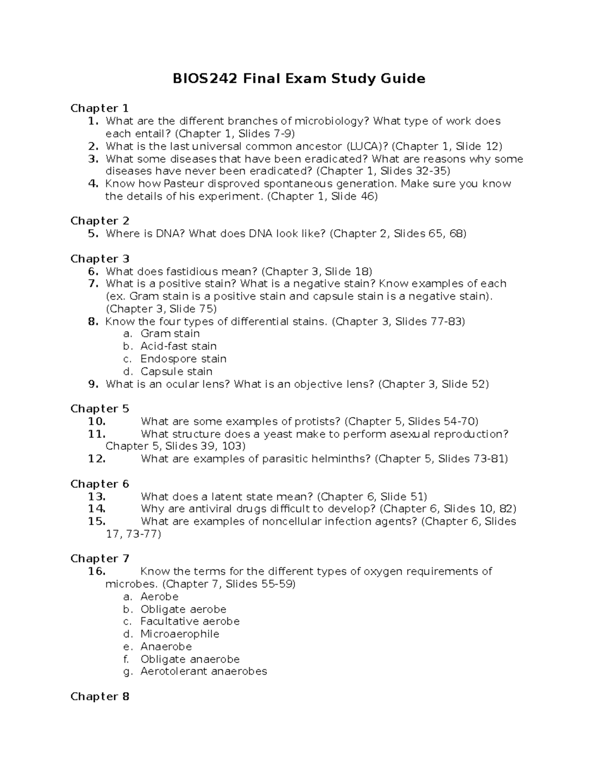 BIOS242 Final Exam Study Guide - BIOS242 Final Exam Study Guide Chapter ...