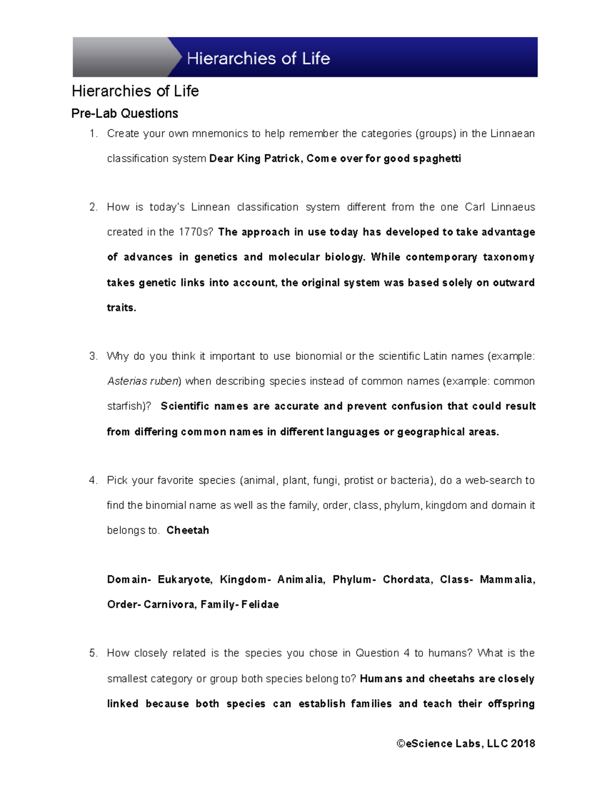 GB 1713 L09 Hierarchies Hierarchies of Life PreLab Questions Create