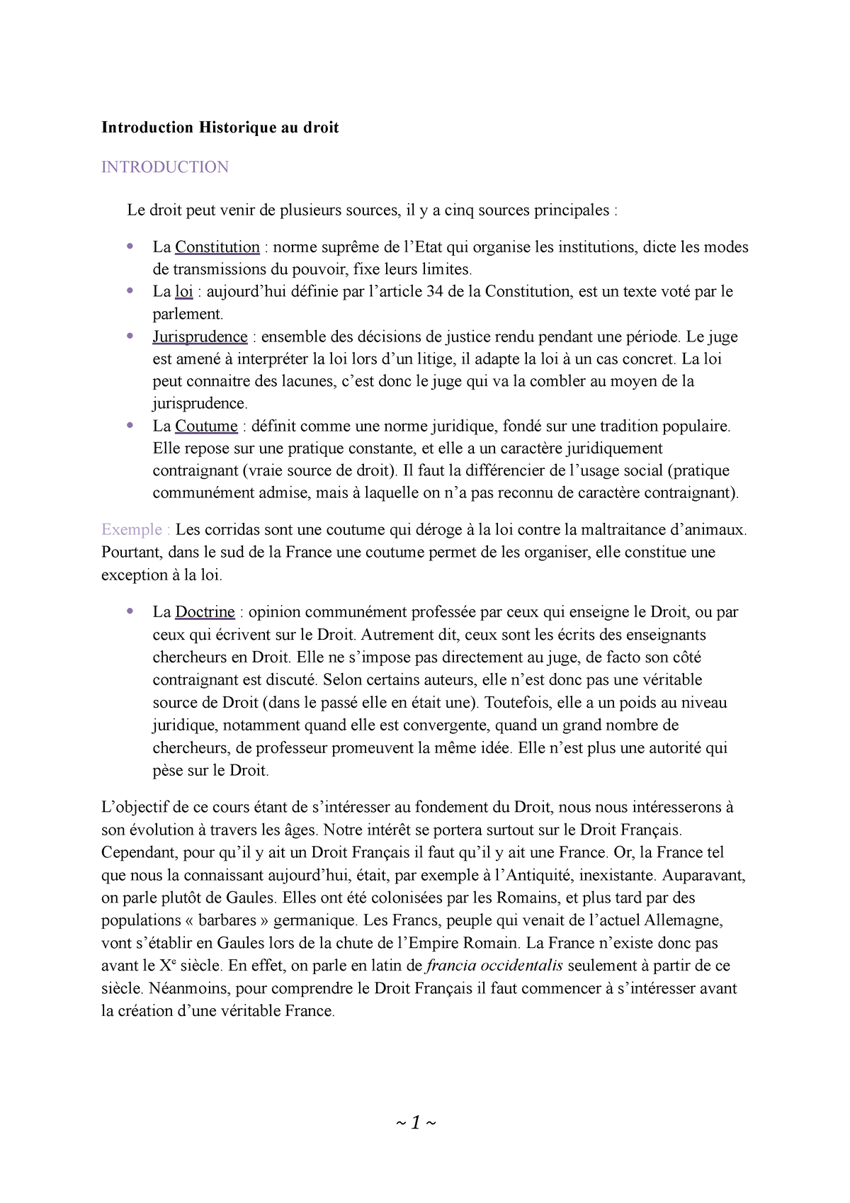 Introduction Historique AU Droit - ~ 1 ~ Introduction Historique Au ...