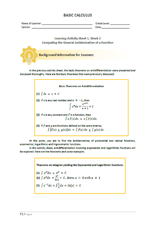 Basic-Calculus-Week-9 - BASIC CALCULUS Name of Learner: Grade Level ...