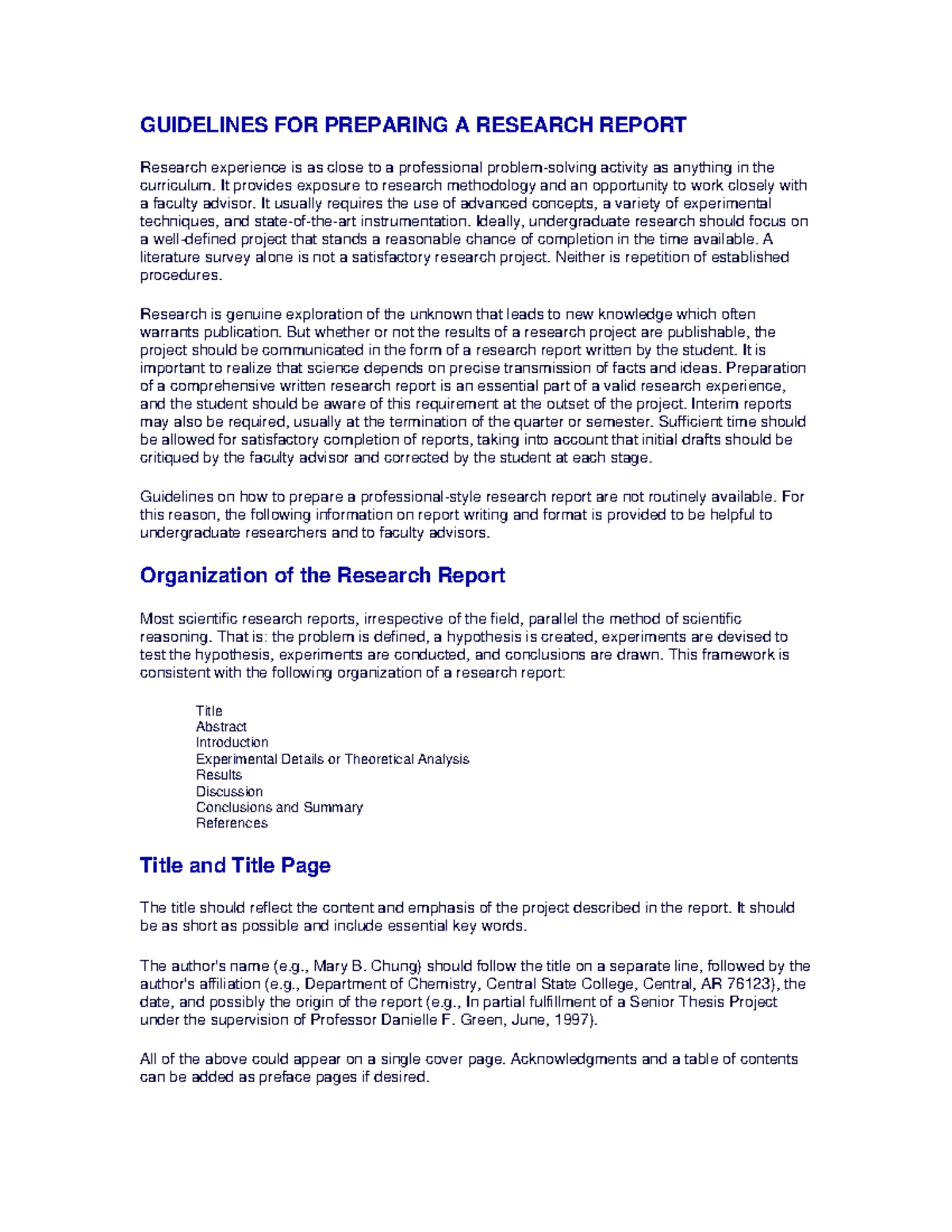 Acsguidelines Research Ethics enjoy GUIDELINES FOR PREPARING A RESEARCH REPORT Research