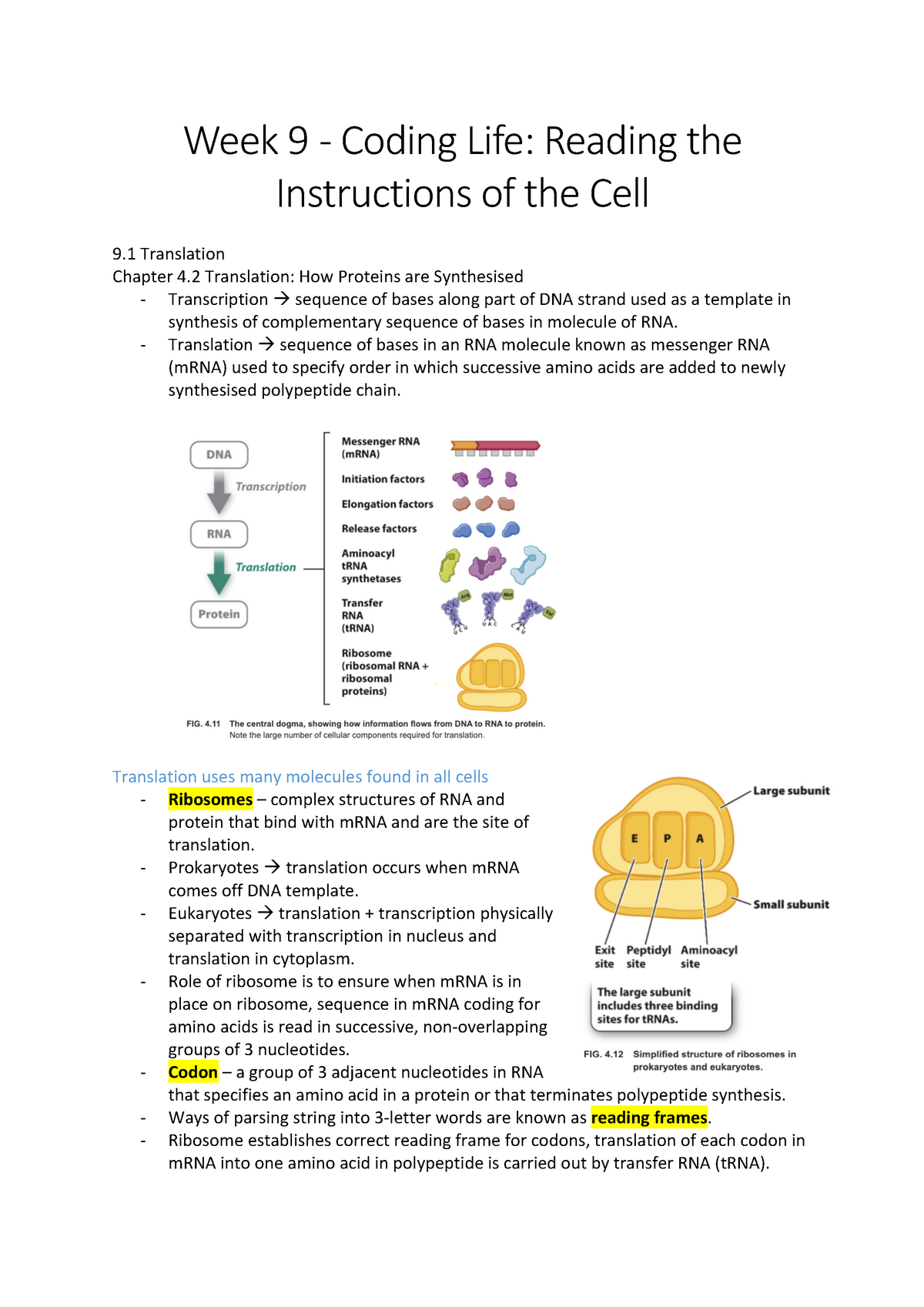 Week 9 Week 9 Bio1011 Notes Studocu