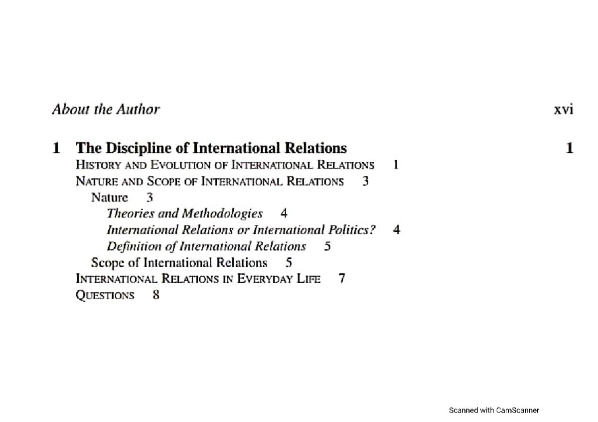Aneek CH 1 - Lecture notes 1 - International Relations - Studocu