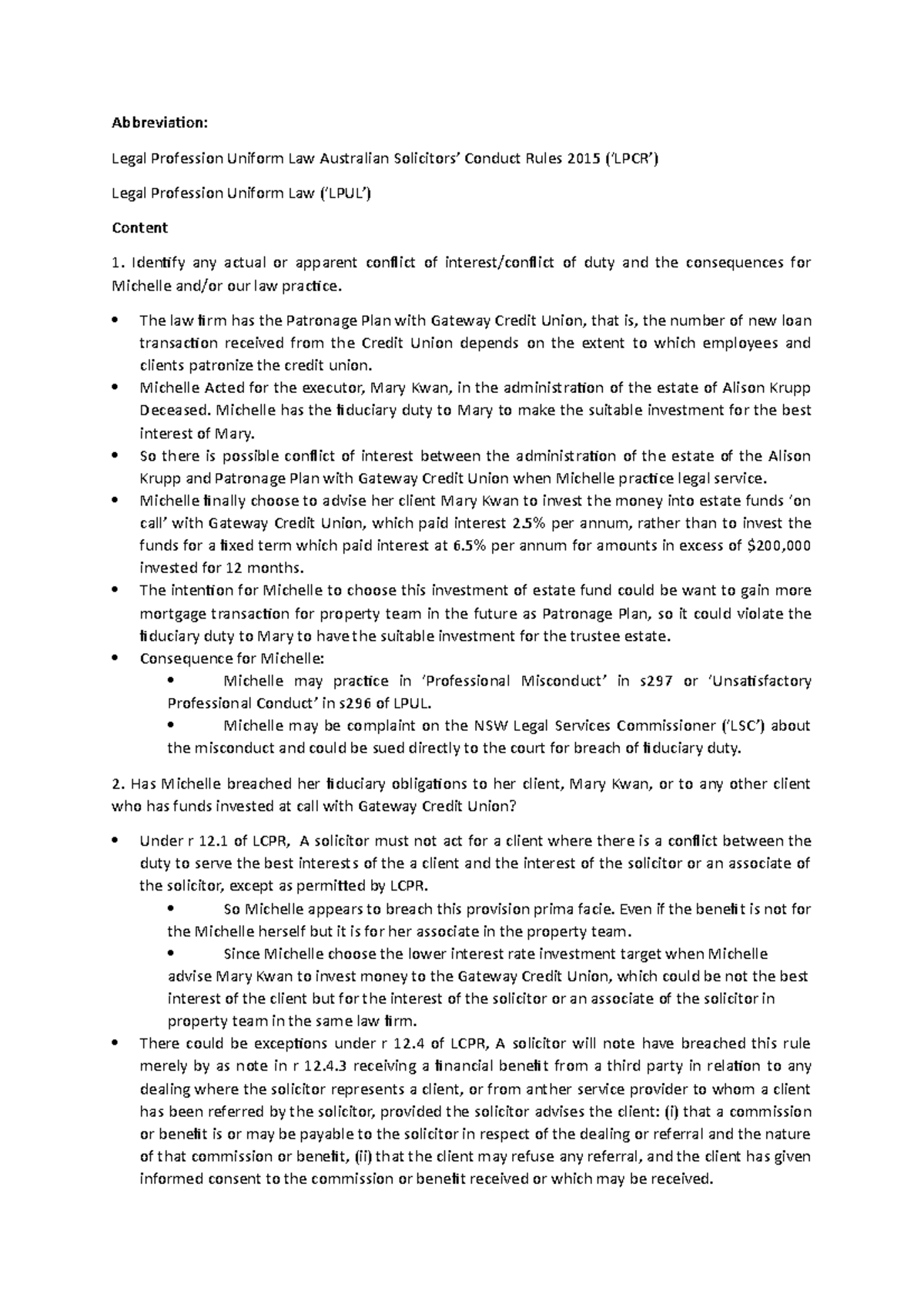 Ethic Submission 2 for Client Relationship Abbreviation Legal