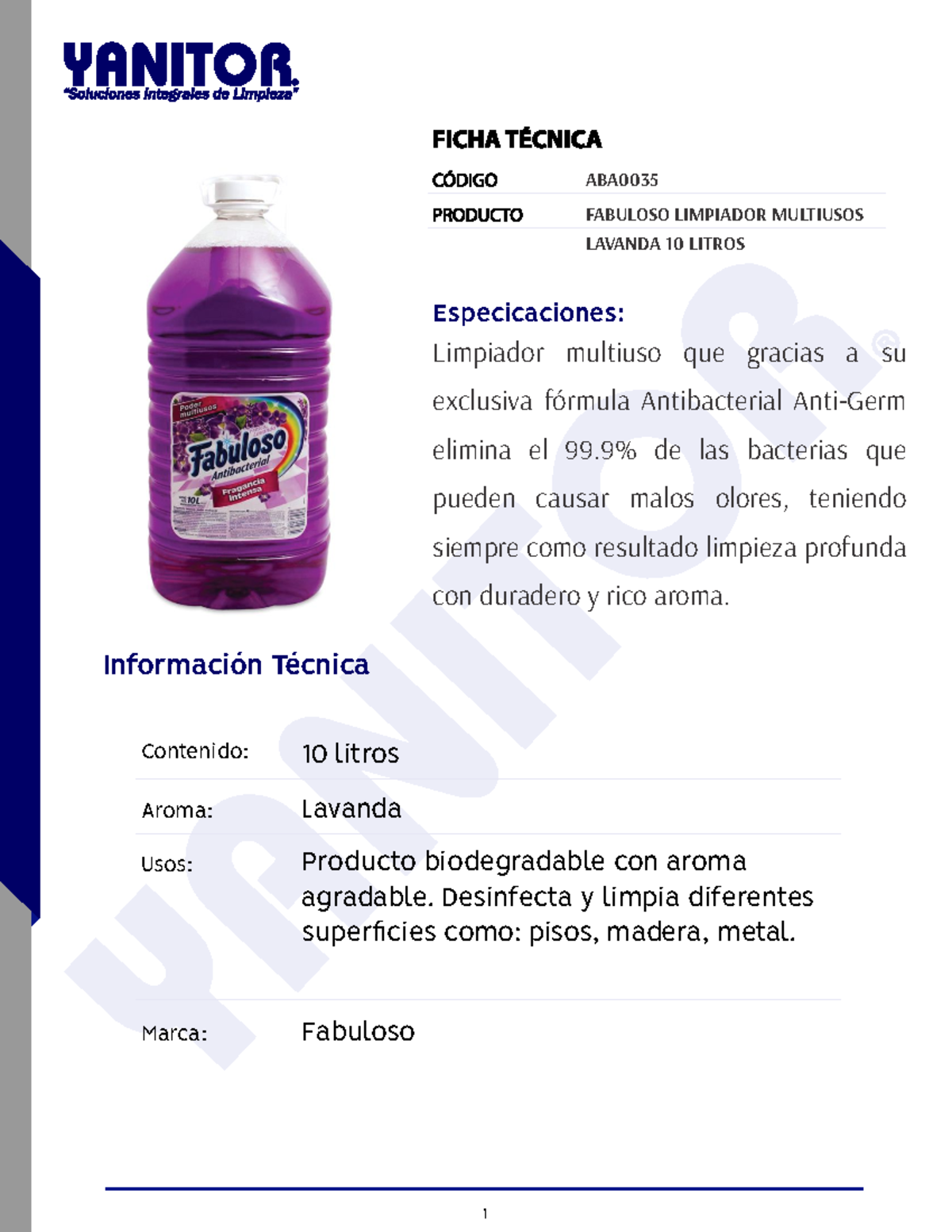 GHS Fabuloso COLGATE - 1 FABULOSO LIMPIADOR MULTIUSOS LAVANDA 10 LITROS ...