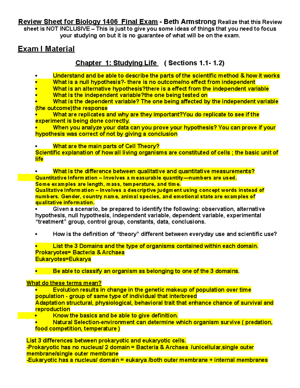 Review for Final Exam Blinn 1406 Sp2023 Armstrong with CMM mod - Review ...