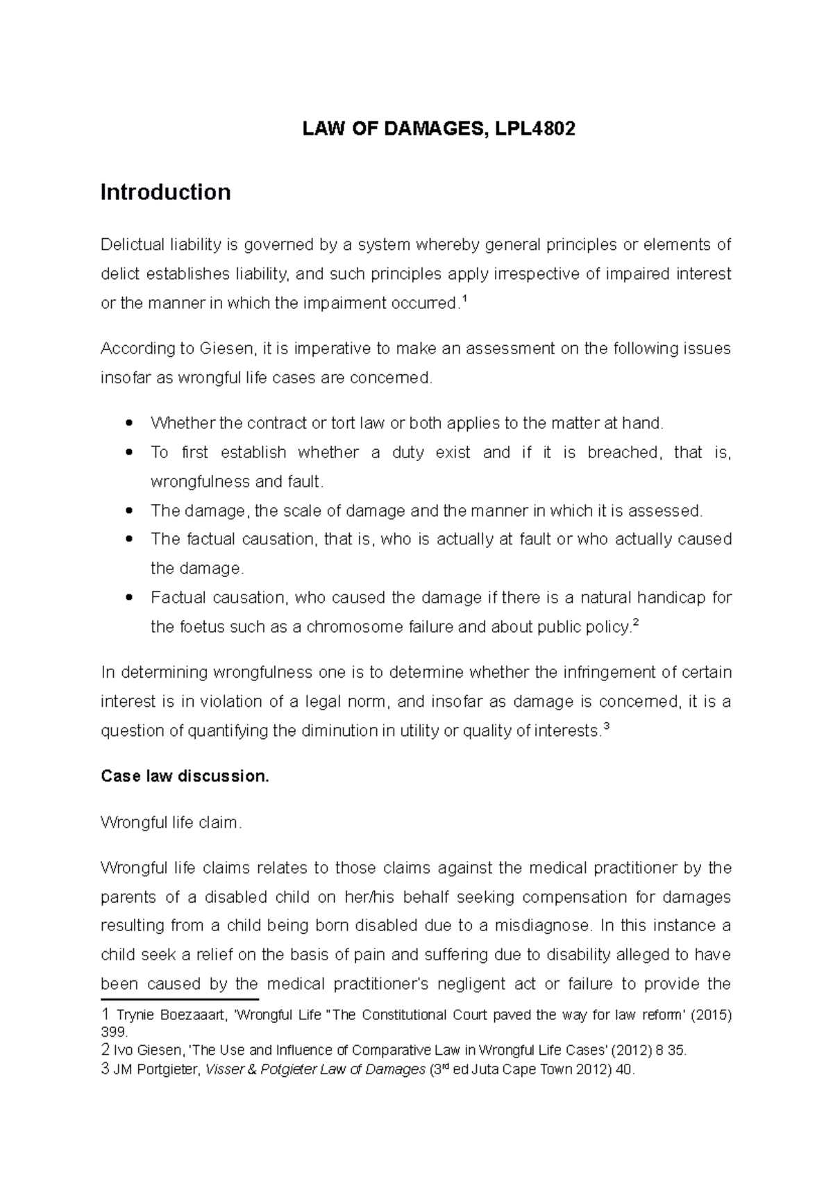 law of damages assignment 2 2021