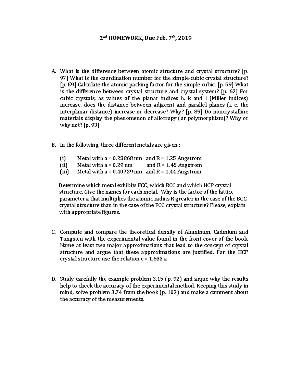 Homework 2 Material Science - Malamataris - **2 nd HOMEWORK, Due Feb ...