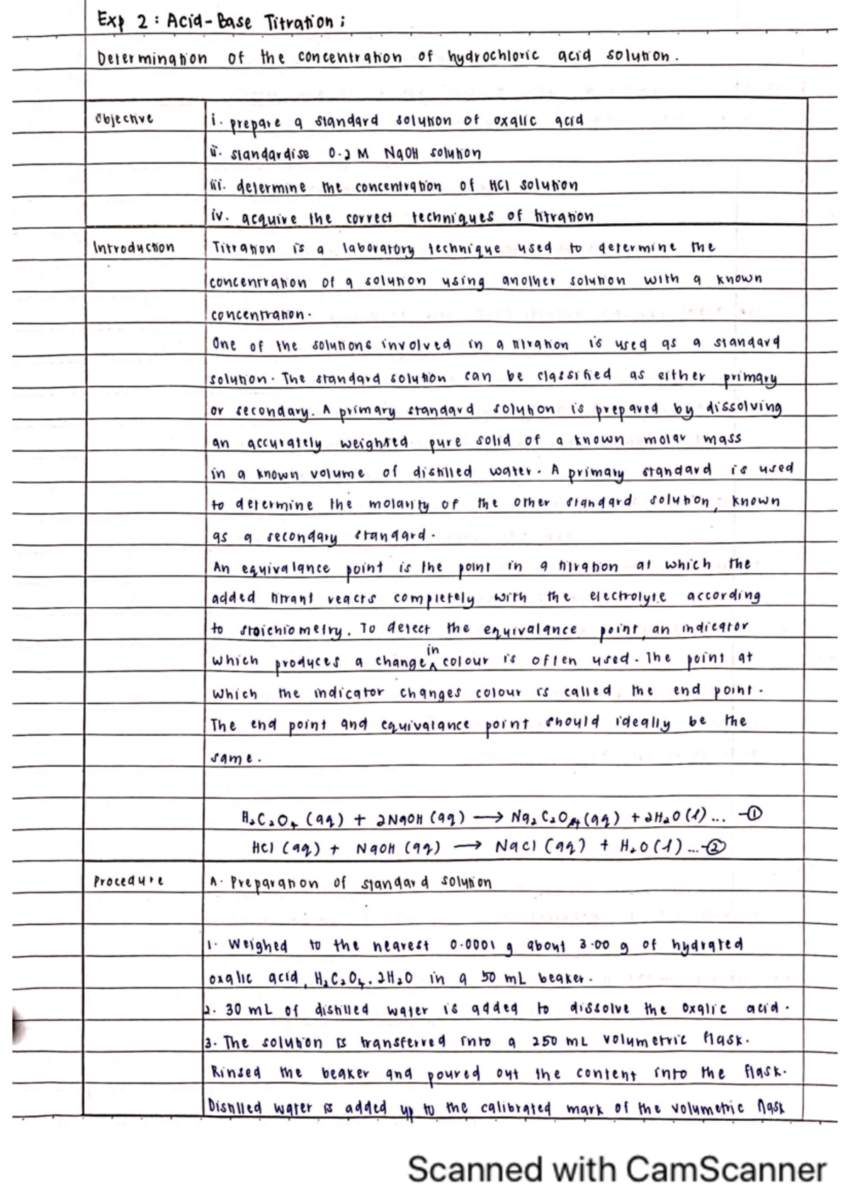 Exp 2 - chemistry lab report exp 2 - Exp 2: Determination of the ...